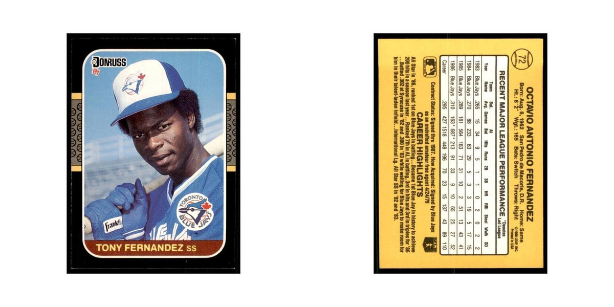 1987 Donruss Tony Fernandez Baseball Cards #72