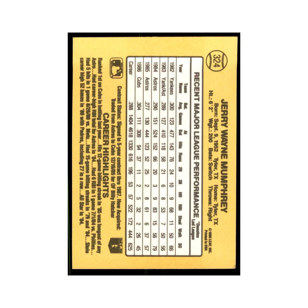1987 Donruss Jerry Mumphrey Baseball Cards #324