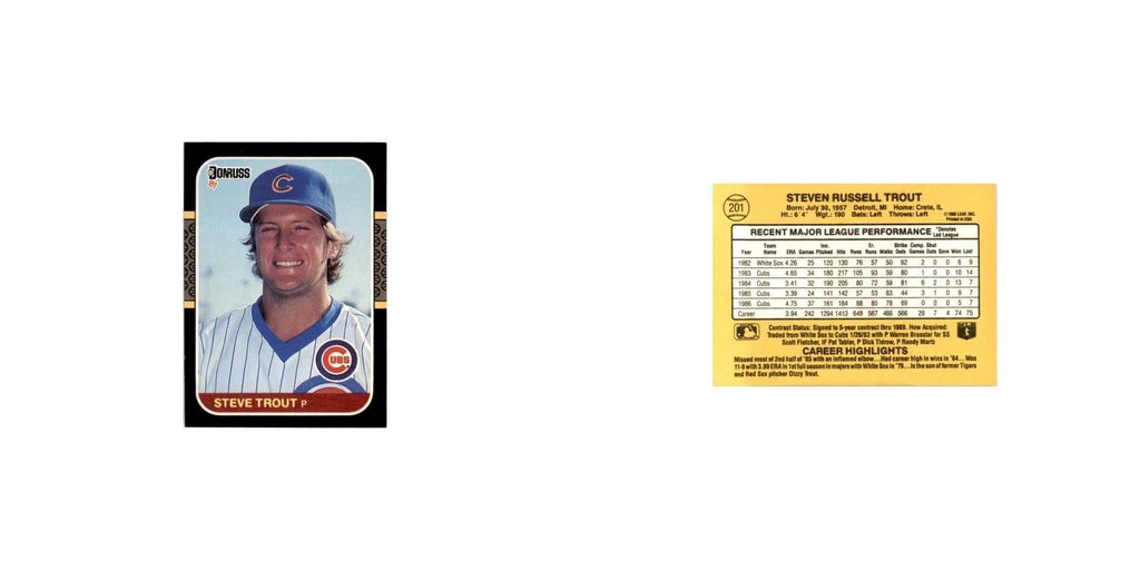 1987 Donruss Steve Trout Baseball Cards #201