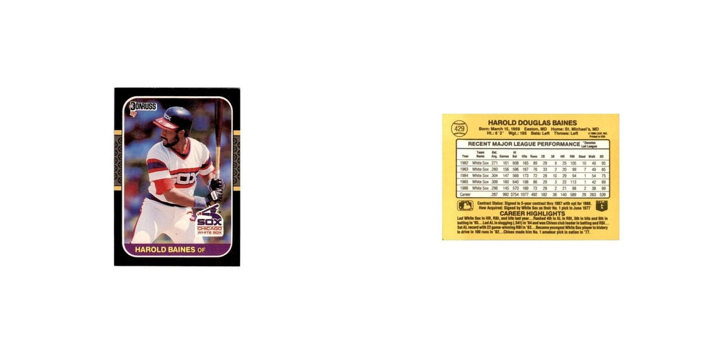 1987 Donruss Harold Baines Baseball Cards #429