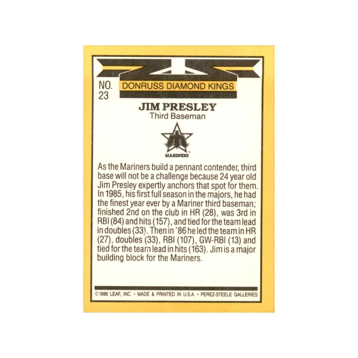 1987 Donruss Jim Presley Baseball Cards #23