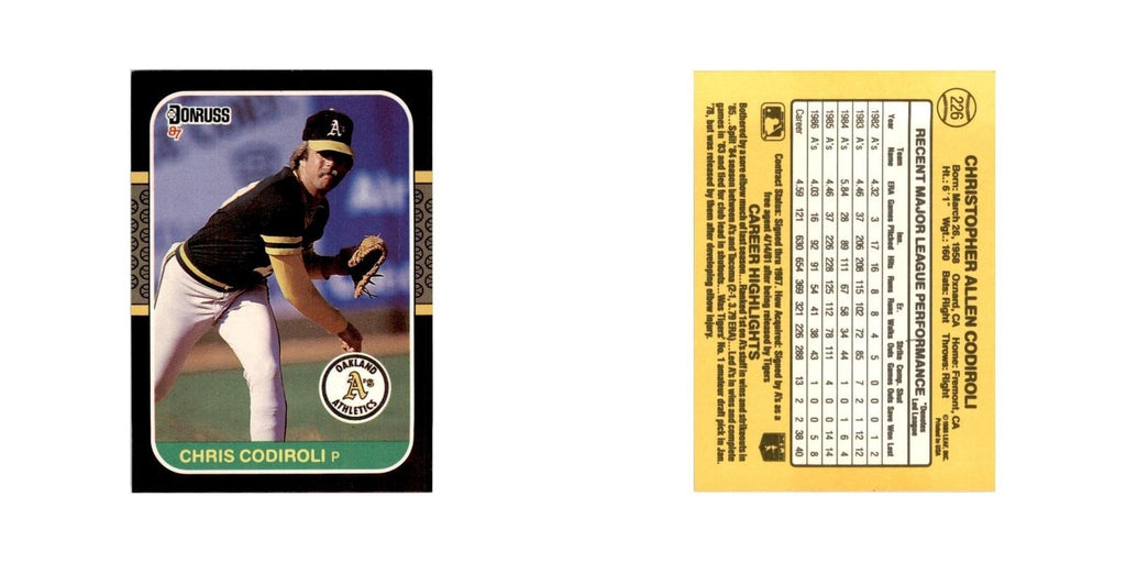 1987 Donruss Chris Codiroli Baseball Cards #226
