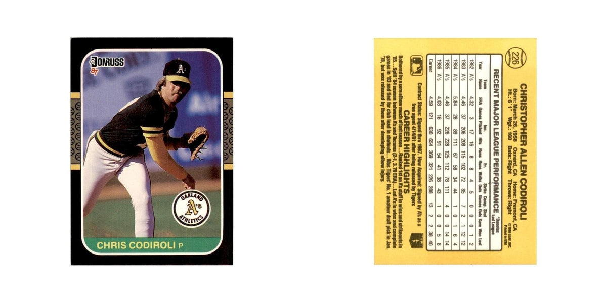 1987 Donruss Chris Codiroli Baseball Cards #226
