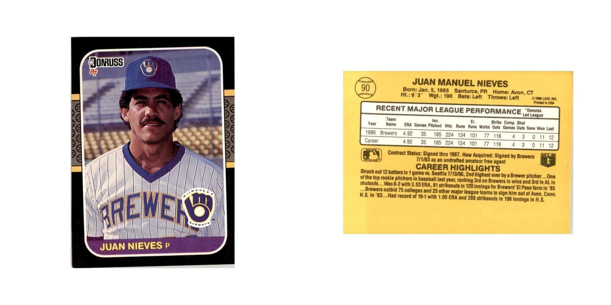 1987 Donruss Juan Nieves Baseball Cards #90