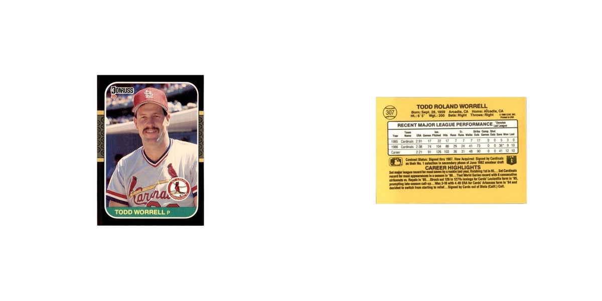 1987 Donruss Todd Worrell Baseball Cards #307