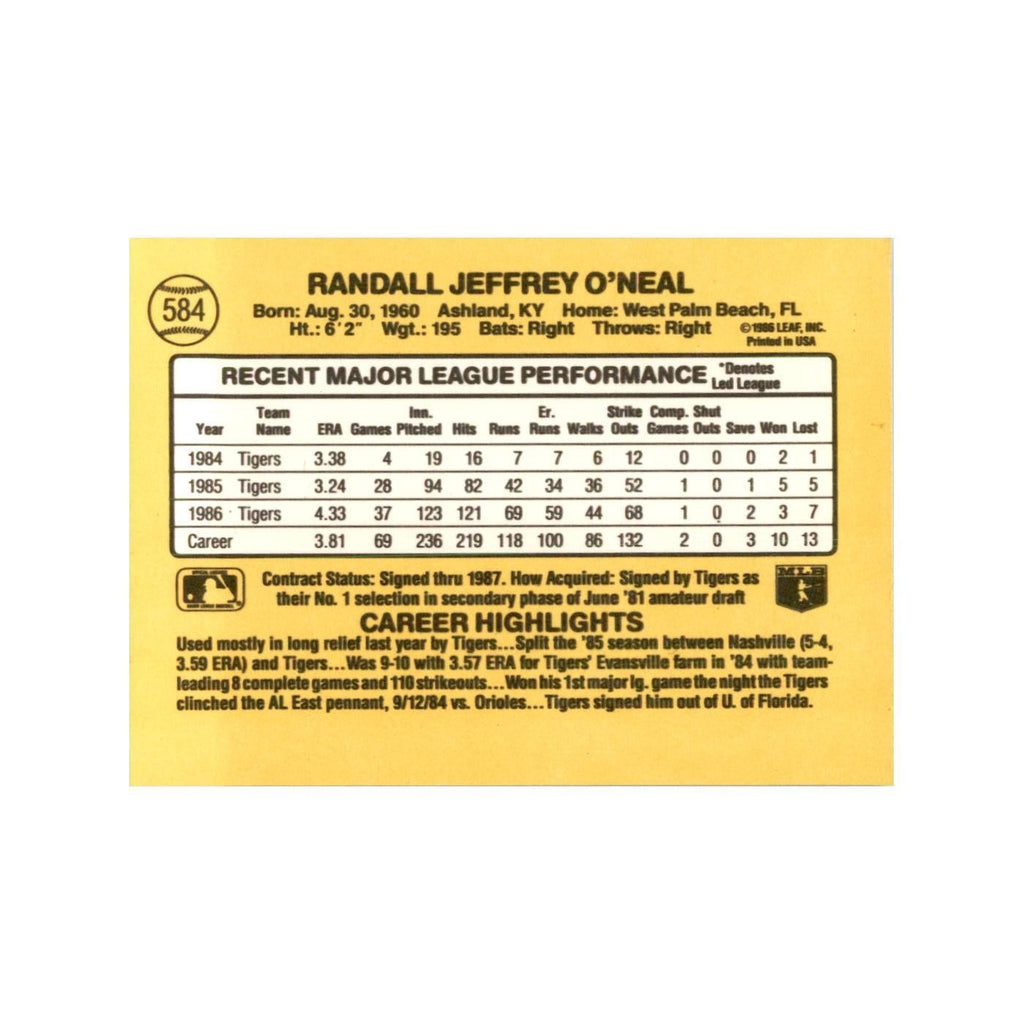 1987 Donruss Randy O'Neal Baseball Cards #584