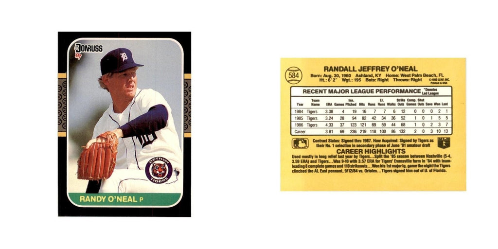 1987 Donruss Randy O'Neal Baseball Cards #584