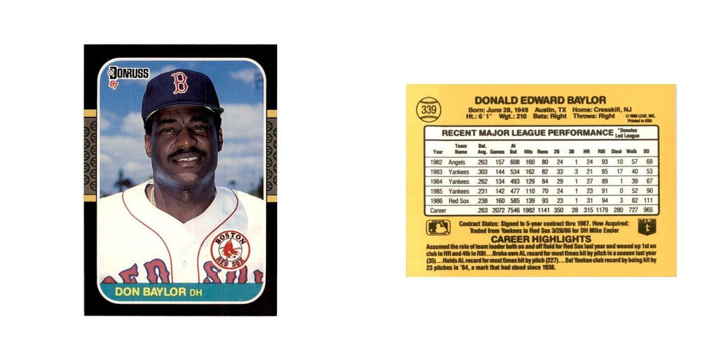 1987 Donruss Don Baylor Baseball Cards #339