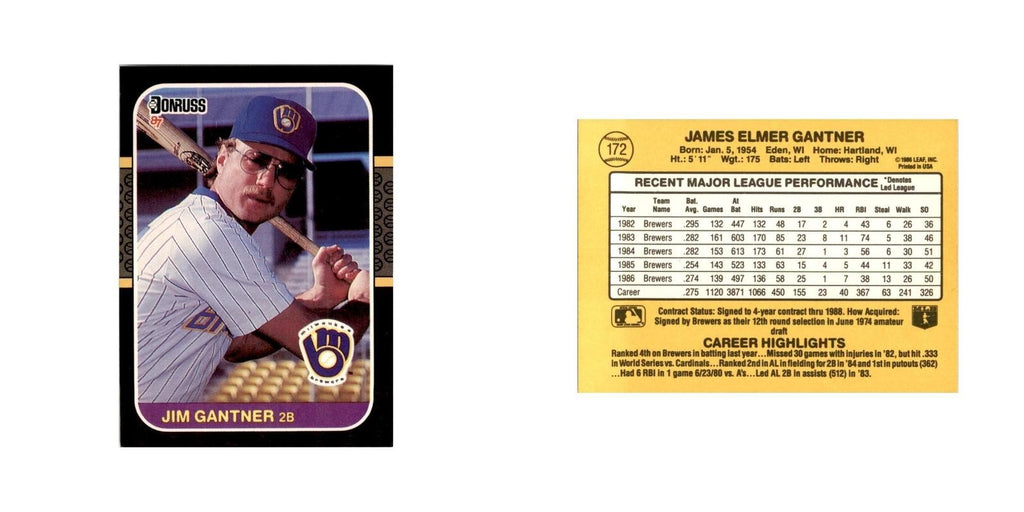 1987 Donruss Jim Gantner Baseball Cards #172