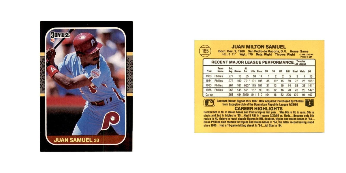 1987 Donruss Juan Samuel Baseball Cards #165