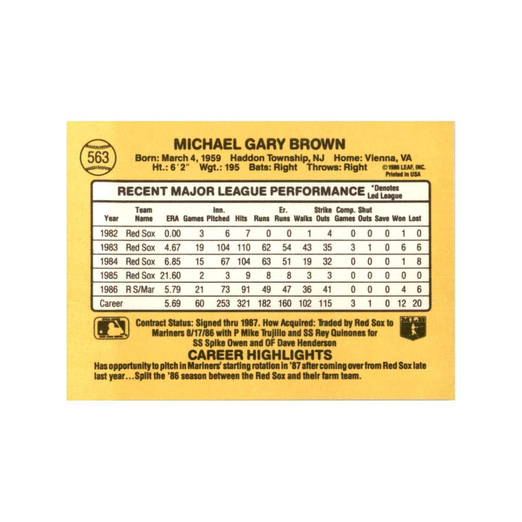 1987 Donruss Mike Brown Baseball Cards #563