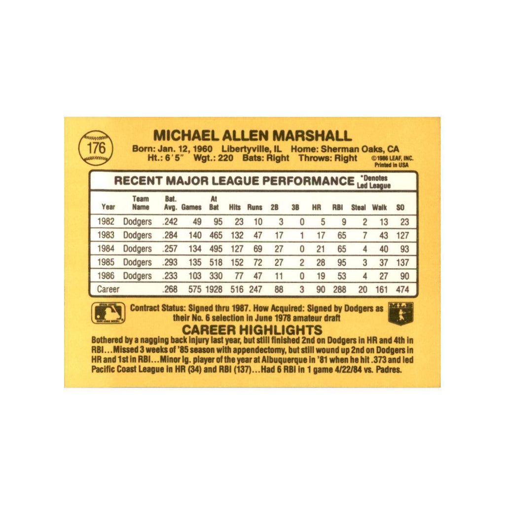 1987 Donruss Mike Marshall Baseball Cards #176