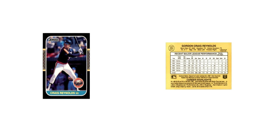 1987 Donruss Craig Reynolds Baseball Cards #384