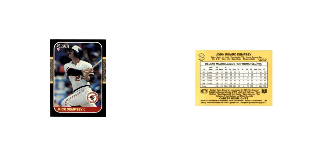 1987 Donruss Rick Dempsey Baseball Cards #294