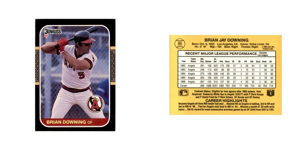 1987 Donruss Brian Downing Baseball Cards #86