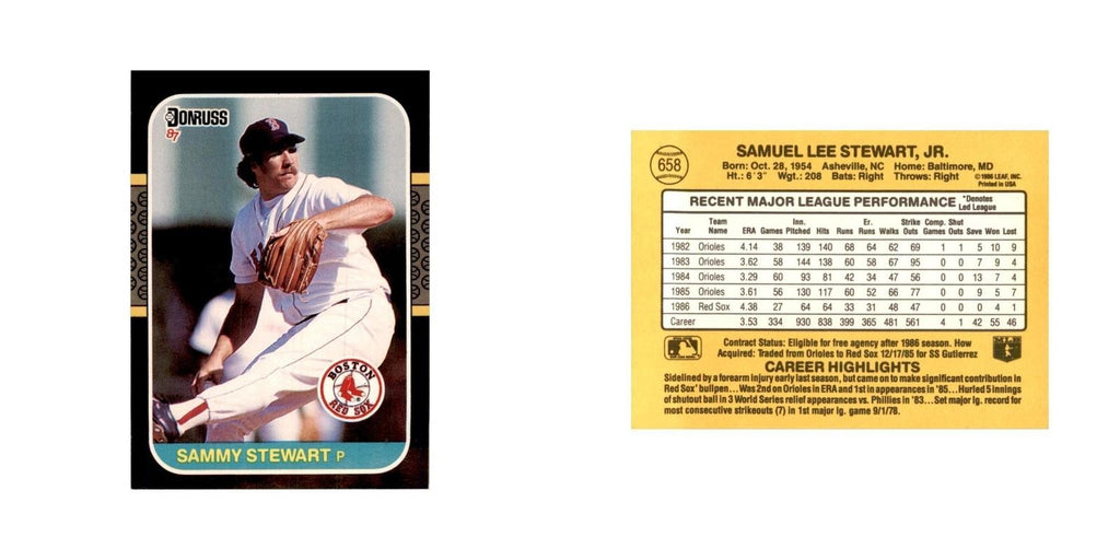1987 Donruss Sammy Stewart Baseball Cards #658