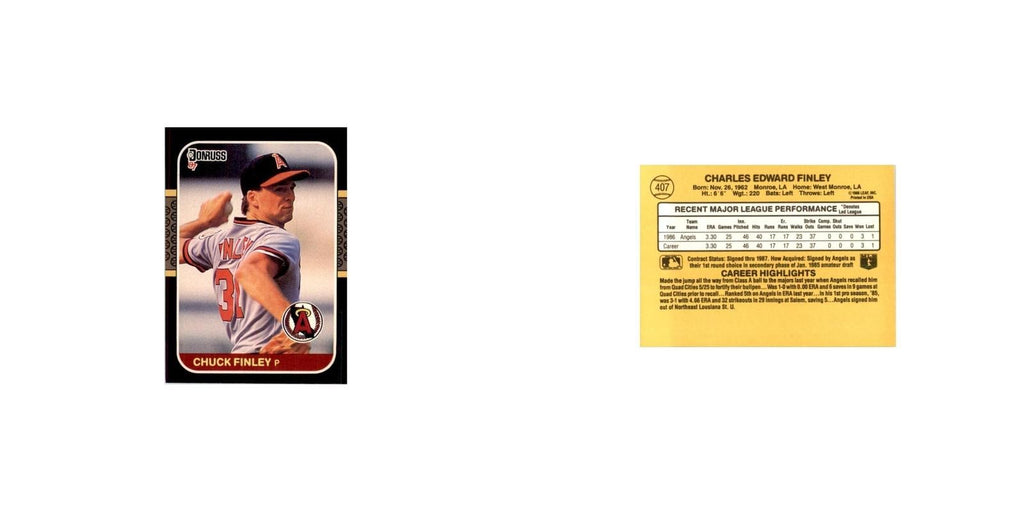 1987 Donruss Chuck Finley Baseball Cards #407
