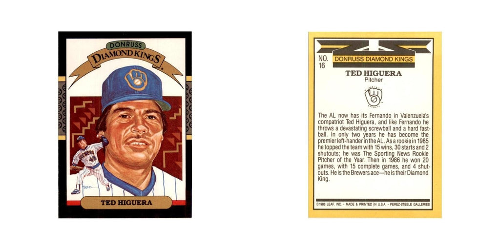 1987 Donruss Ted Higuera Baseball Cards #16