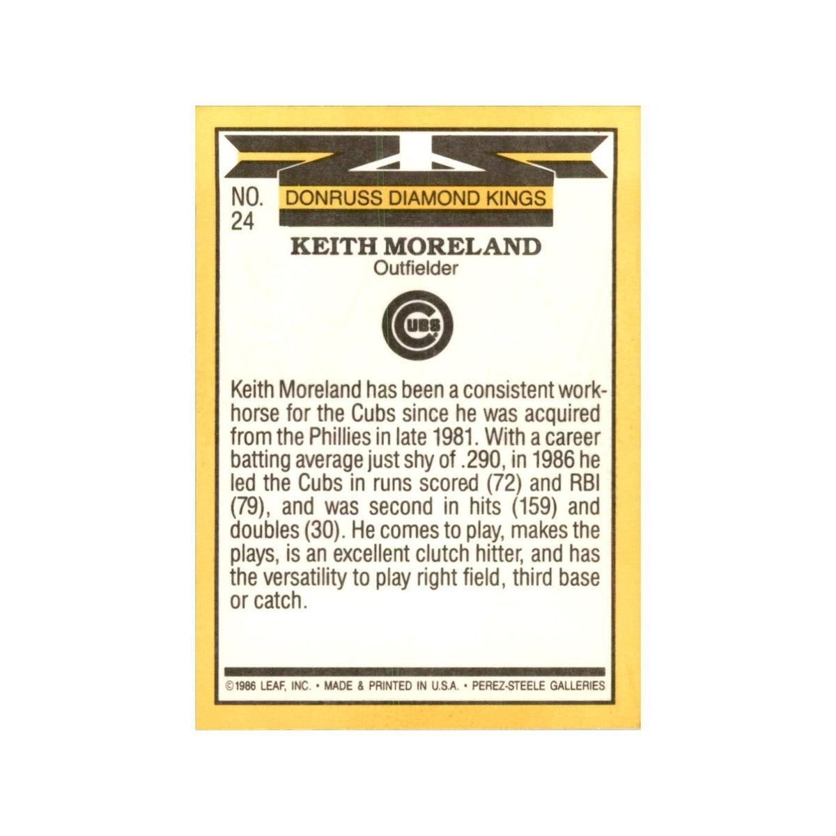 1987 Donruss Keith Moreland Baseball Cards #24