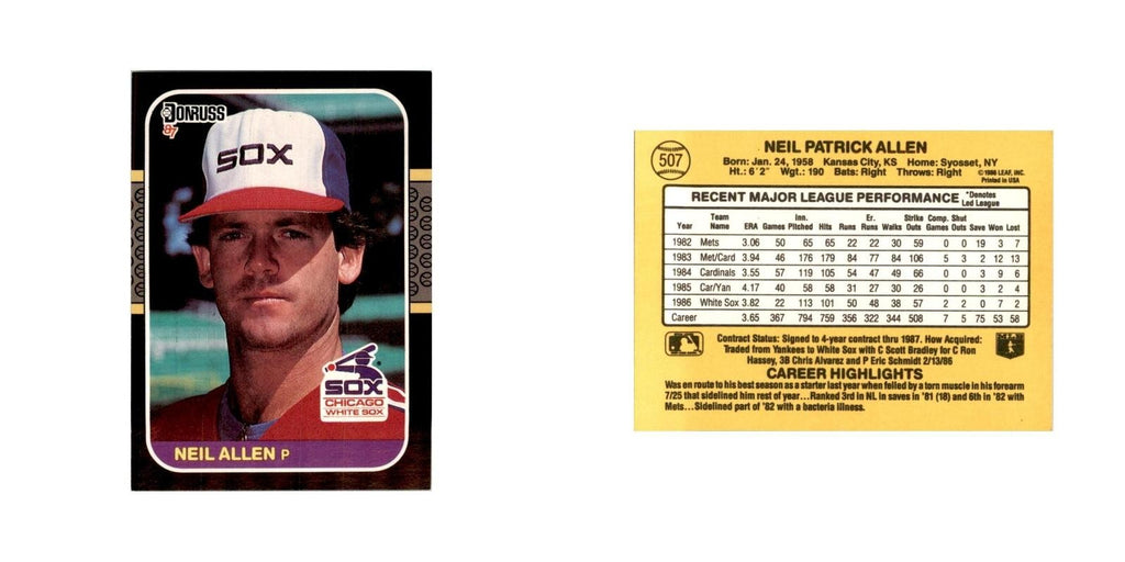1987 Donruss Neil Allen Baseball Cards #507