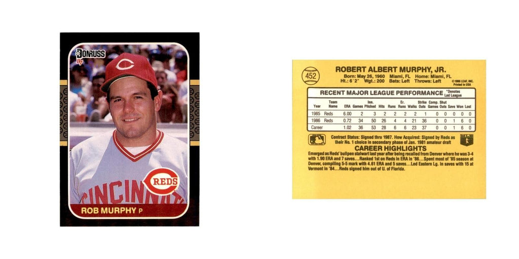 1987 Donruss Rob Murphy Baseball Cards #452