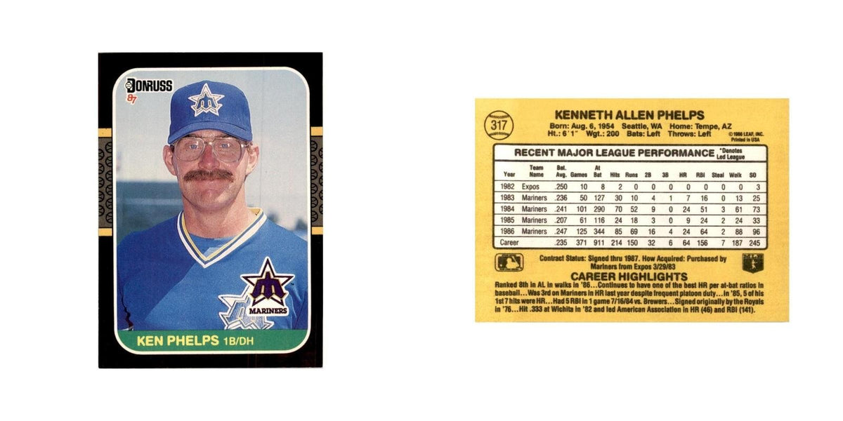 1987 Donruss Ken Phelps Baseball Cards #317