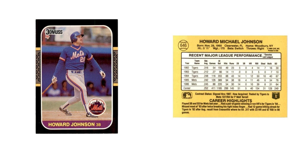1987 Donruss Howard Johnson Baseball Cards #646