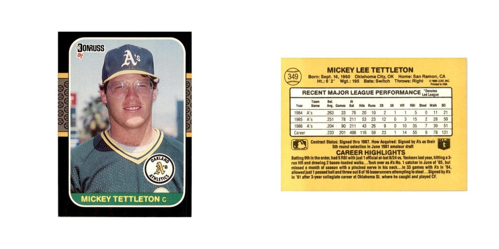 1987 Donruss Mickey Tettleton Baseball Cards #349