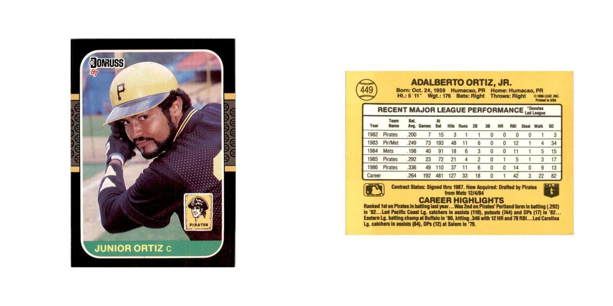 1987 Donruss Junior Ortiz Baseball Cards #449