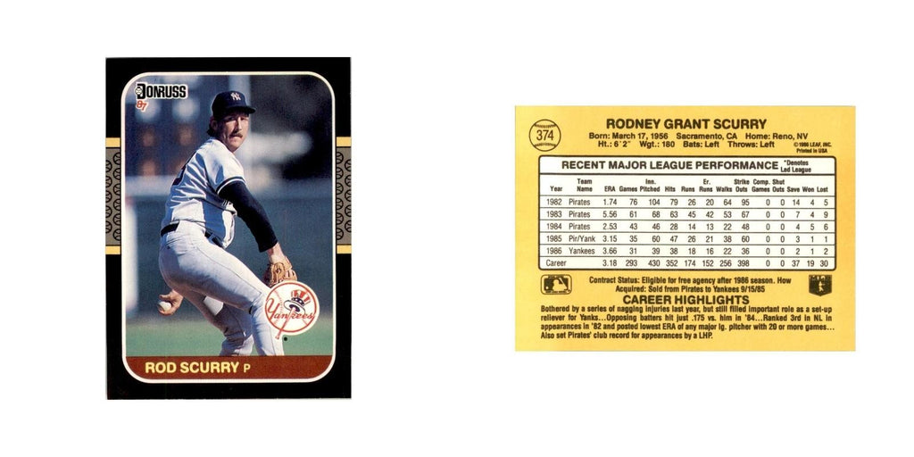 1987 Donruss Rod Scurry Baseball Cards #374