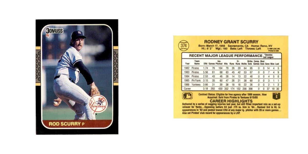 1987 Donruss Rod Scurry Baseball Cards #374