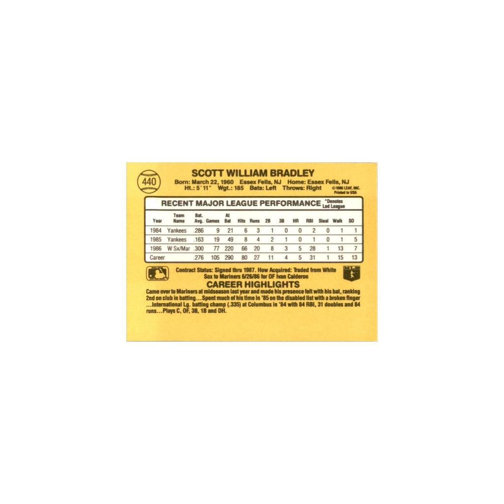 1987 Donruss Scott Bradley Baseball Cards #440