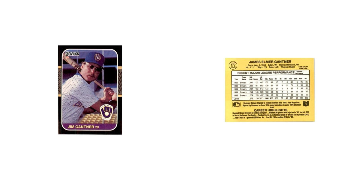 1987 Donruss Jim Gantner Baseball Cards #172
