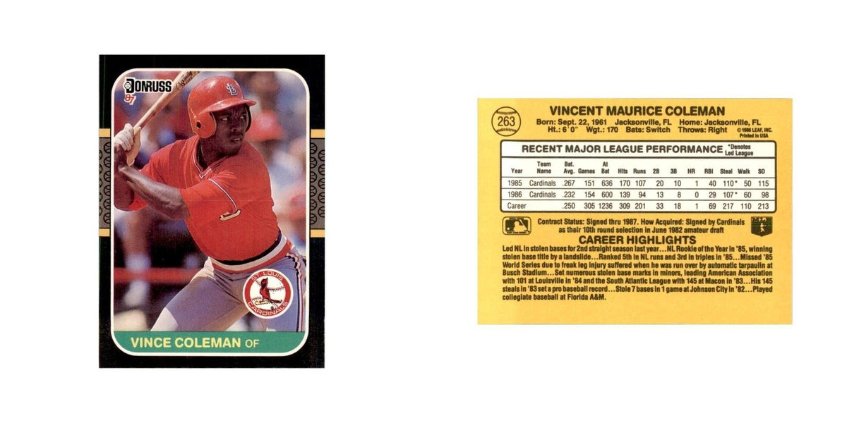 1987 Donruss Vince Coleman Baseball Cards #263