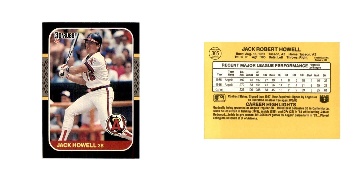 1987 Donruss Jack Howell Baseball Cards #305