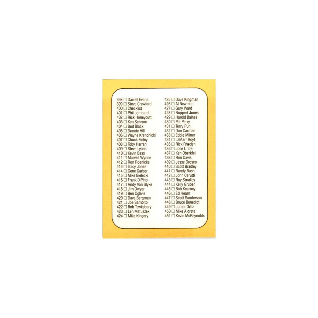 1987 Donruss Checklist Baseball Cards #400