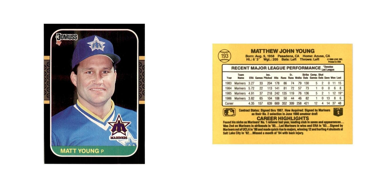 1987 Donruss Matt Young Baseball Cards #193