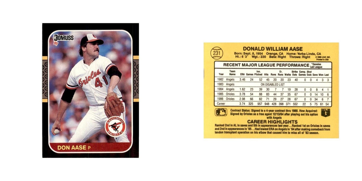 1987 Donruss Don Aase Baseball Cards #231