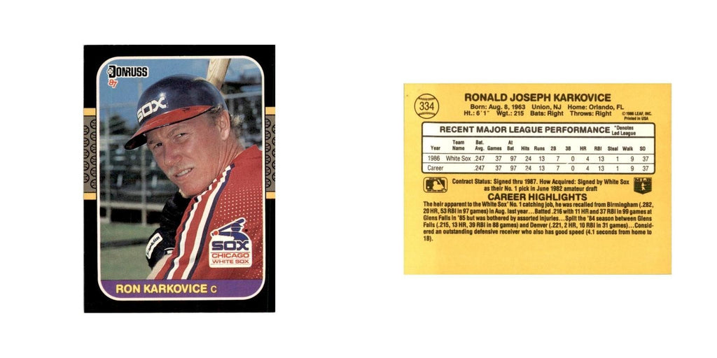 1987 Donruss Ron Karkovice Baseball Cards #334