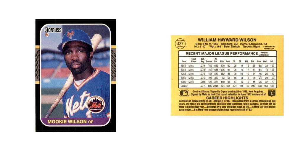 1987 Donruss Mookie Wilson Baseball Cards #487