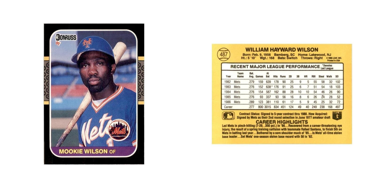 1987 Donruss Mookie Wilson Baseball Cards #487