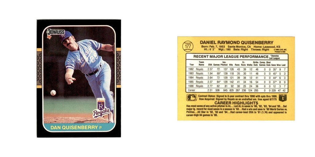 1987 Donruss Dan Quisenberry Baseball Cards #177