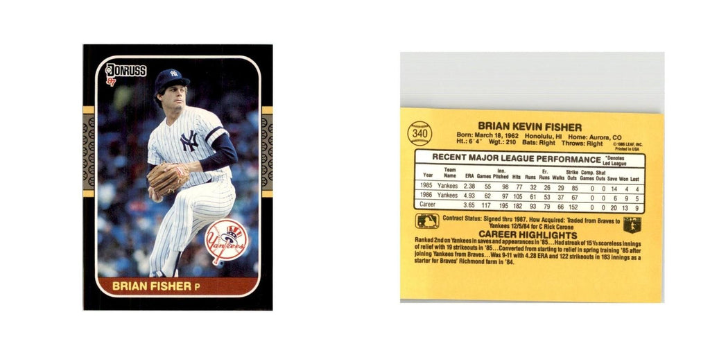 1987 Donruss Brian Fisher Baseball Cards #340