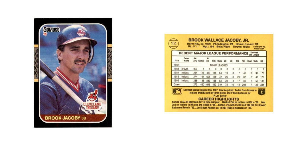 1987 Donruss Brook Jacoby Baseball Cards #104