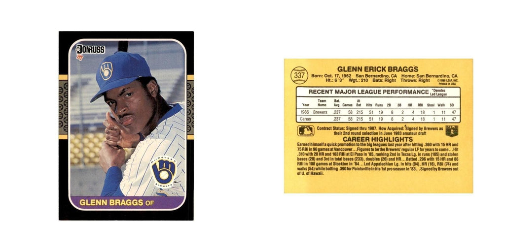 1987 Donruss Glenn Braggs Baseball Cards #337