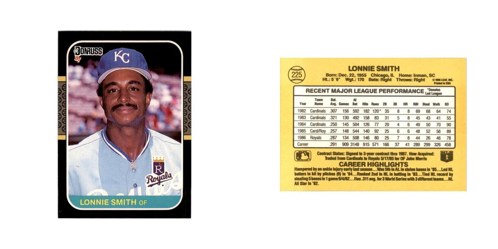 1987 Donruss Lonnie Smith Baseball Cards #225