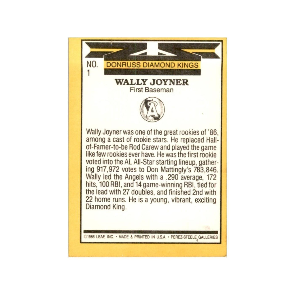 1987 Donruss Wally Joyner Baseball Cards #1