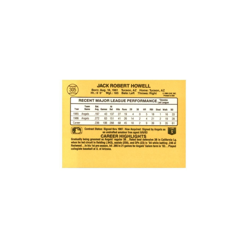 1987 Donruss Jack Howell Baseball Cards #305