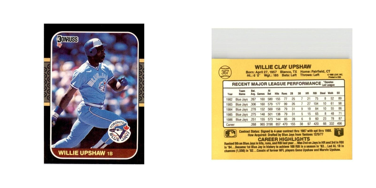 1987 Donruss Willie Upshaw Baseball Cards #367