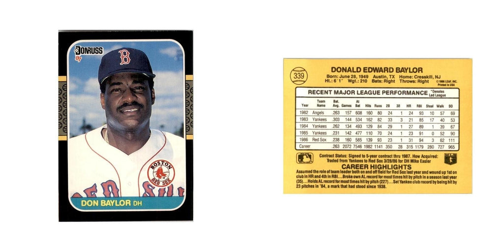 1987 Donruss Don Baylor Baseball Cards #339